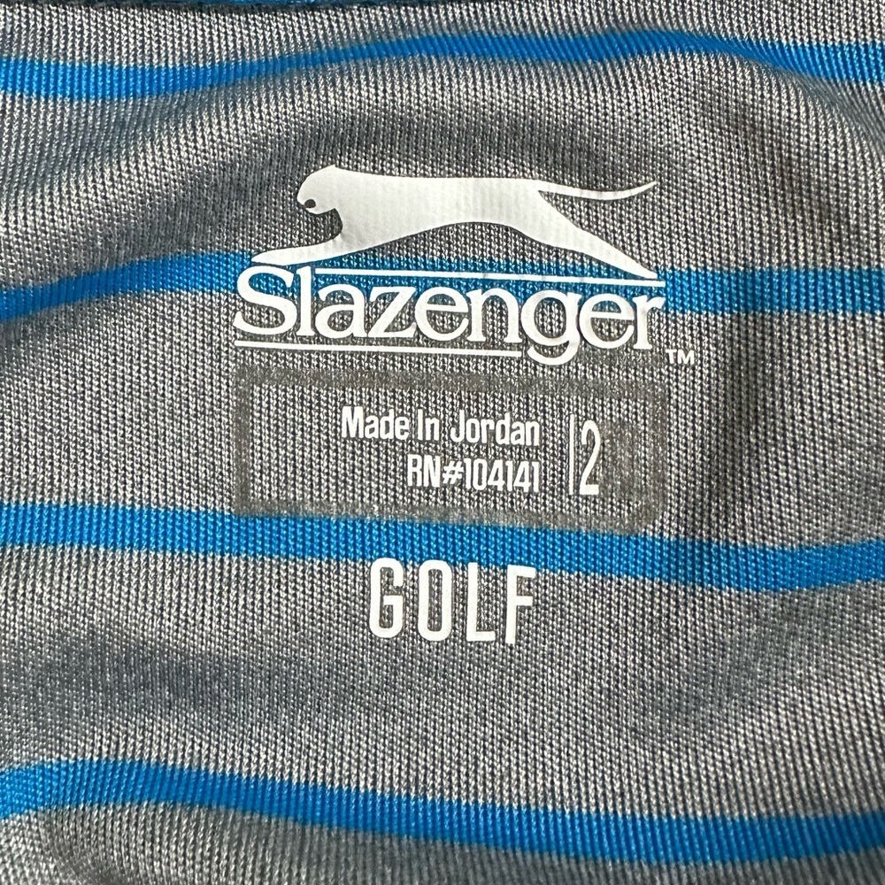 Slazenger Golf Men's Blue and Gray Striped Golf Polo - XXL - Picture 4 of 5